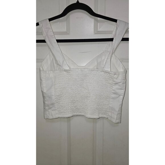 Abercrombie & Fitch White Button-Up Sleeveless Smocked Back Crop Top Size S - Picture 3 of 5
